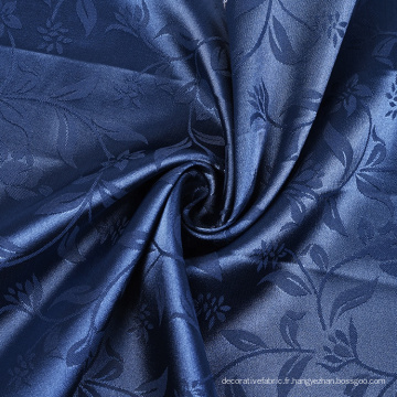 Prix ​​pas cher plaidoir teint bleu 100% polyester satin jacquard rideau tissu pour grosse